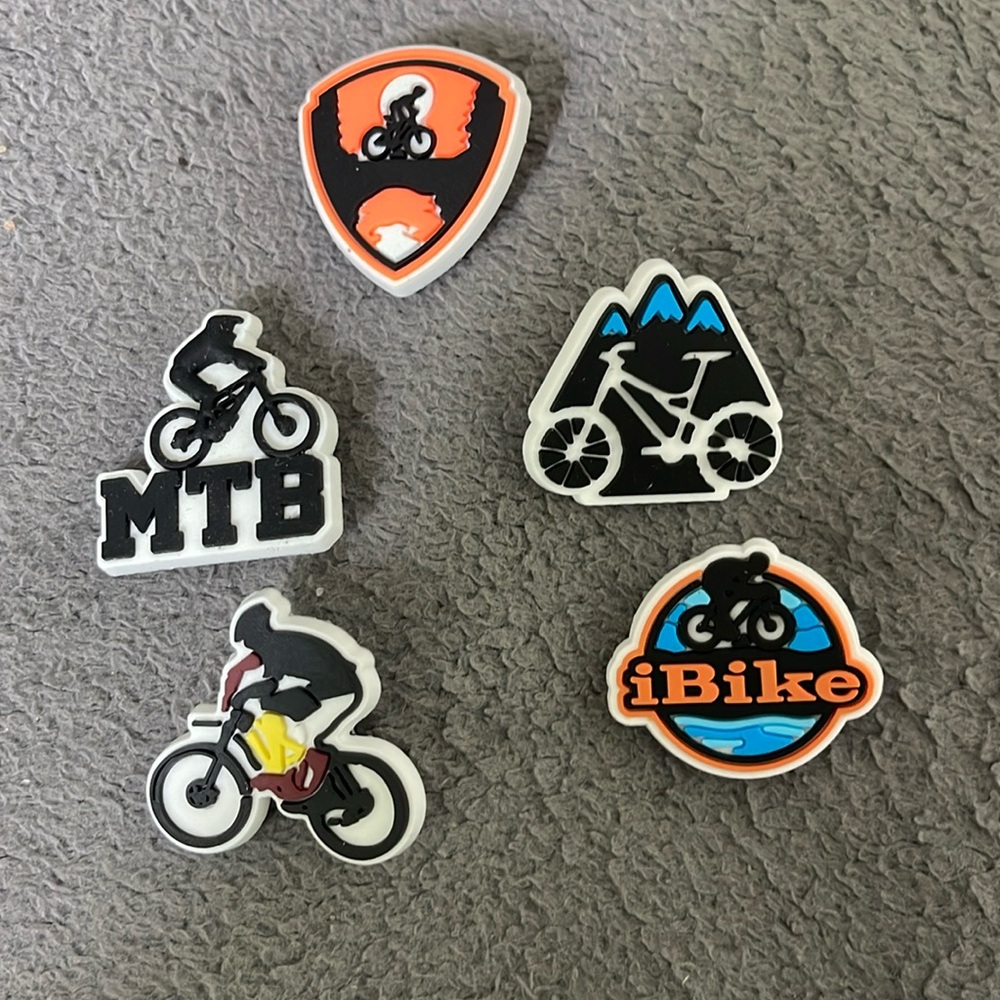 MTB mountain bike, biking bicycle Croc shoe charms new set of 5
